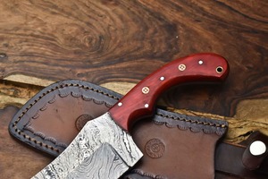 Cuchillo de caza hecho a mano de acero de Damasco, hoja con punta curva, mango de madera, 12 pulgadas, filo biselado afilado, cuchillo de caza para exteriores. - Product Image 2