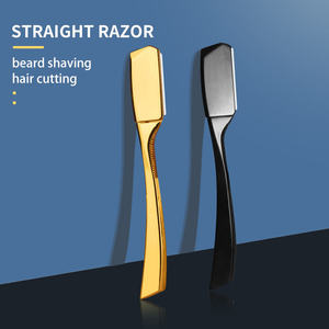 Navaja de Barbero Profesional IKZARSA de Acero Inoxidable con Hoja Única para Cuerpo y Rostro, en Morado, Negro, Dorado, Plateado y Azul, para Uso en Barberías - Product Image 1