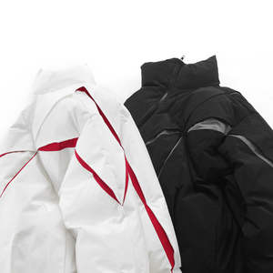 Nouvelle conception, veste matelassée pour homme grande taille, col montant, fermeture éclair, style décontracté, 100% rembourrage en duvet, doublure en laine, coupe ajustée - Product Image 4