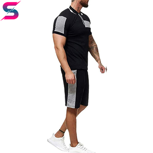 Ensemble polo et short pour homme, nouvelle collection, qualité supérieure, couleur noire, effet color block, séchage rapide, tricoté, décontracté, été. - Product Image 2