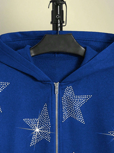 Men's <b>Lightweight</b> <b>Hoodies</b> in Solid Pattern Winter Season-Compatible Basics Cotton Blended Best Quality Rhinestones <b>Hoodies</b> - Product Image 3