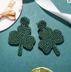 Boucles d'oreilles pendantes Saint-Patrick en perles brodées, haute couture, multicolores, pour femmes, vente en gros - Product Image 3