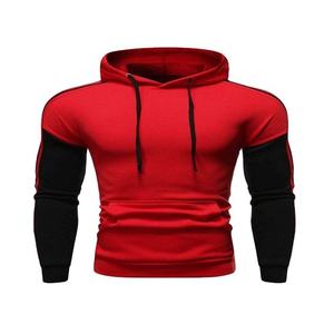 Men's <b>Red</b> Hooded Sweatshirt Slim Fit Casual Autumn Wear Long Sleeve Knitted <b>Hoodie</b> with Pocket - Product Image 1