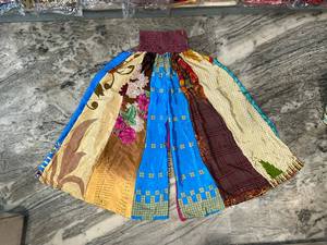 Silk Layer Palazzo Pants Wide Leg High Waist Drawstring Closure Eco-Friendly <b>Patchwork</b> Boho Hippie Summer Maxi <b>Skirt</b> Women Funky - Product Image 3