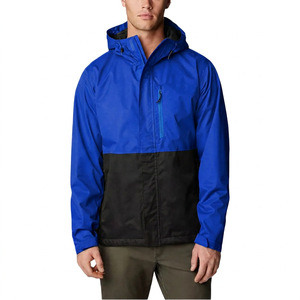 Men's Hooded Color Blocking Waterproof Jacket Casual Autumn Zipper Closure Regular Fit Tan Black - Product Image 6