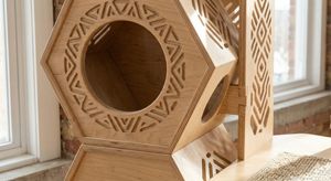 Torre de Madera Grabada a Mano para Gatos con Rascador de Sisal, Condominio Moderno para Gatos, Mueble Multinivel para Gatos, Torre de Escalada para Mascotas - Product Image 3