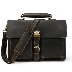 Bolso de Mano Tipo Tote Vintage de Gran Capacidad, Maletín para Portátil de Oficina de 14 Pulgadas, Cuero Genuino para Hombre, LLB-0352 - Product Image 1