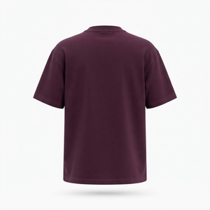 Camiseta Oversize de Algodón para Hombre, Color Morado Oscuro, Cuello Redondo, Manga Corta, Estilo Casual Urbano, Ajuste Relajado - Product Image 4