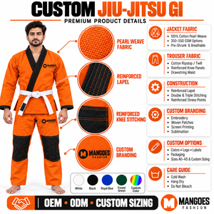 Kimono de Jiu-Jitsu Brésilien pour Hommes et Femmes, Veste et Pantalon, Tenue d'Entraînement d'Arts Martiaux BJJ, Pré-rétréci, Tissage Doré, Léger, Personnalisable - Product Image 6