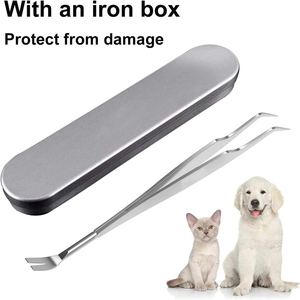 Pinzas de Alta Calidad para Quitar Garrapatas de Mascotas, 14 cm, Acero Inoxidable, 2 en 1, Pinzas y Punta de Extracción, Herramientas OEM para Eliminar Garrapatas de Mascotas - Product Image 4