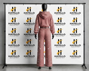 HATELLO Chándal con capucha y estampado de purpurina rosa para mujer, manga larga, corte holgado, cremallera frontal, ropa informal de otoño, chándal para mujer - Product Image 2