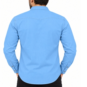 Camisa de Mezclilla para Hombre, Clásica, de Manga Larga, Casual, con Dos Bolsillos, Ajuste Cómodo, Tela Suave, Cuello Camisero, Acabado Impecable - Product Image 2