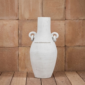 Grand vase de sol artisanal en terre cuite rustique blanche, fait main, en céramique, pour la vente en gros - Product Image 4