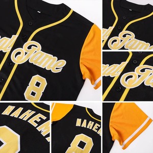 Maillot de softball personnalisé noir, or et blanc, authentique, bicolore, pour femme, uniforme d'équipe, vêtement respirant sublimé, vente en gros personnalisée - Product Image 2