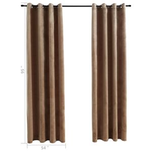 2pcs rideaux occultants en velours beige 54 "x 95" avec anneaux cantonnières et traitements de fenêtre beiges - Product Image 5