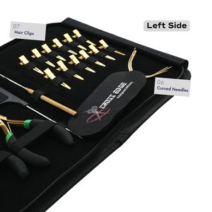 Kit d'outils professionnels pour extensions de cheveux avec pince à micro-perles, outil à crochet, 10 pinces de sectionnement pour salon, aiguilles courbées et peigne à queue - Product Image 4