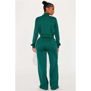 Mono azul marino para mujer, de manga larga, cintura alta, pantalón de pierna ancha, con rayas laterales, estilo casual urbano, tejido transpirable, largo completo. - Product Image 3