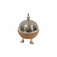 Brûleur d'encens Bakhoor élégant en bois et métal, pour la maison, le bureau, le Ramadan, l'Aïd, cadeau festif, Mabkhara arabe moderne, religieux, à poser sur table