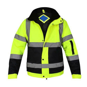 Econex Sports Men's High Visibility Class 3 Waterproof Polyester Rip-Stop Screen Printed Work Jacket Reflective <b>Strips</b> Zipper - Product Image 2