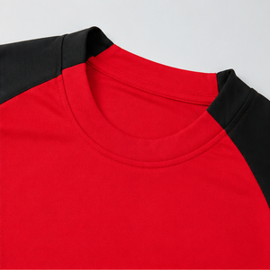 เสื้อยืดผู้ชายไซส์ XS สีแดงดำ แขนสั้น แห้งเร็ว เป็นมิตรกับสิ่งแวดล้อม สไตล์ลำลอง ทรงปกติ คอกลม ผ้าซาติน สีพื้น - Product Image 3