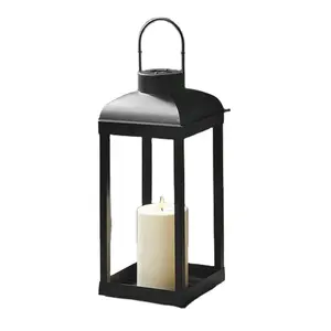 Vela Linterna Mate Negro Boda Decoración Hierro Vidrio Linterna Huracán Nuevo Diseño Vela Linterna