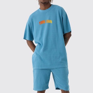 Ensemble t-shirt et short en coton rayé pour homme, vêtements décontractés d'été, respirant, blanc - Product Image 4