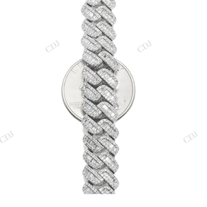 สร้อยคอแบบ Cuban Link ขนาด 10 มม. ยาว 17 นิ้ว เงินแท้ 925 ประดับเพชร Moissanite ทรง Baguette ระดับ VVS พร้อมใบรับรอง GRA ชุบทอง สไตล์ฮิปฮอป สำหรับทั้งชายและหญิง - Product Image 4