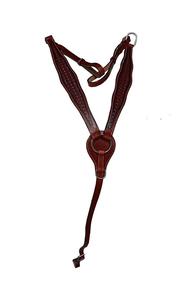 Ensemble de têtière, peitorale et rênes en cuir marron, style western, pour cheval, avec ornements faits main motif 'Basket Wave', ferrures en acier inoxydable, confortable et durable, d'inspiration indienne. - Product Image 3