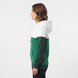Sweat-shirt à capuche décontracté pour femme, trois tons, blocs de couleur, manches longues, avec poche kangourou, vente en gros - Product Image 6