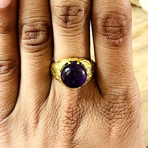 Latest Design Amethyst <b>Ring</b> Boho Brass <b>Rings</b> Women 18k <b>Gold</b> Plated Floral Statement Band Ethnic <b>Cocktail</b> <b>Ring</b> Wholesale/OEM/ODM - Product Image 5