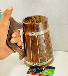 แก้วมักทำด้วยมือแบบคลาสสิกสำหรับโรงแรมบ้านสำนักงานแก้วเบียร์และชาทำจากไม้ - Product Image 5