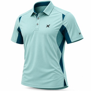 Vêtements de golf personnalisés pour l'été et les températures chaudes |   Six variations de couleur bleu clair |   Fabricant OEM ODM |   X Sports City | - Product Image 3