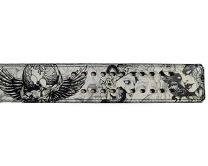 Adjustable Leather <b>Weight</b> <b>Lifting</b> <b>Belt</b> With Globe And Wings Print Breathable Waist Support For Strength Training Unisex - Product Image 2