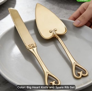 Elegante Juego de Cuchillos para Queso con Mangos Dorados en Forma de Lazo, Hoja de Acero Inoxidable, Apto para Lavavajillas - Product Image 3