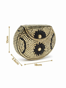 Pochette artisanale vintage de haute qualité pour femme, en métal plaqué argent, résine et pierres, mosaïque thématique, idéale pour mariages - Product Image 3