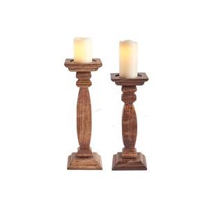 Classic Design Handmade Mango Wooden <b>Candle</b> Holder <b>Set</b> of 2 for Occasion Gifts From Indian Wholesale Manufacturer and Exporter - Product Image 1