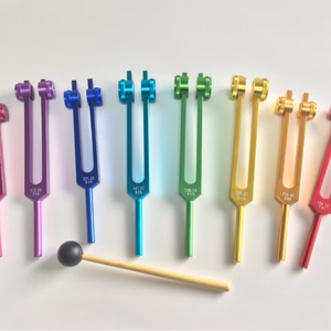 Ensemble de diapasons chakra : lestés, colorés, pour la sonothérapie, avec étui. - Product Image 1