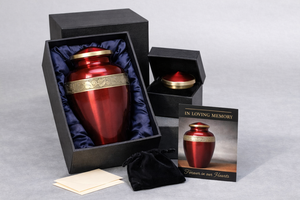 โกศเผาศพโลหะสีแดงสไตล์ยุโรปสำหรับขี้เถ้าของมนุษย์ประดับด้วยทองคำสำหรับงานศพผู้ใหญ่ - Product Image 5