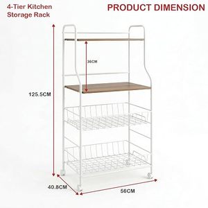 Minimalist Four Tier Metal <b>Storage</b> <b>Rack</b> With Wheels For Living Room Sundries Standing Type - Product Image 2