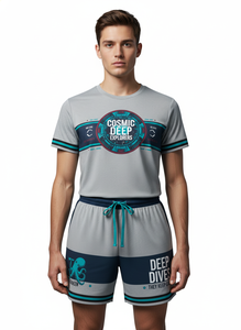 Ensemble décontracté 2 pièces pour homme, personnalisé OEM, en coton 100%, imprimé délavé à l'acide, respirant, léger, extensible dans les quatre sens, grandes tailles, style streetwear - Product Image 5