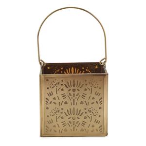 Home and Events Decoration Gold Metal Cubic Shape Votive <b>Candle</b> <b>Holder</b> <b>Lantern</b> with Custom Cutwork Design - Product Image 6