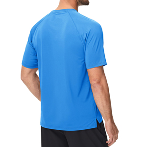 Camiseta de Punto de Manga Corta para Hombre, Cuello Redondo, Secado Rápido, Color Azul Claro, Corte Regular, Color Sólido, Ropa Casual - Product Image 5