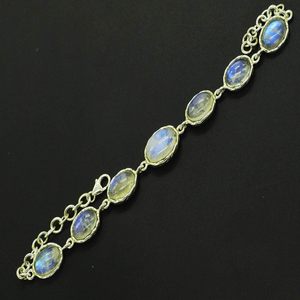 Nouveau Bracelet en Argent Sterling 925 avec Pierre de Lune Arc-en-ciel, Sertissage clos, Maillons de Chaîne, Classique, Unisexe, pour Usage Quotidien, Bijoux Fins 2026 - Product Image 4