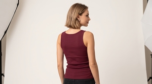 <b>Women's</b> Maroon Scoop Neck <b>Tank</b> <b>Top</b> With <b>White</b> Logo Front Heat Transfer Printed Casual Knitted Breathable 100% Cotton - Product Image 2
