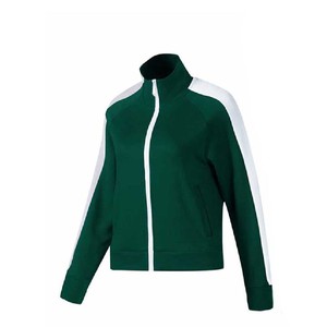 Ensemble de survêtement sportif vert 2 pièces pour femme, en polaire à capuche, manches courtes et longues, en polyester tricoté, avec bande latérale, coupe classique, toutes saisons - Product Image 3