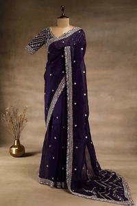 Designer Rangoli <b>Silk</b> <b>Fabric</b> Saree With Thread And Sequence Work With Rangoli <b>Silk</b> Blouse Thread And Sequence Work - Product Image 2