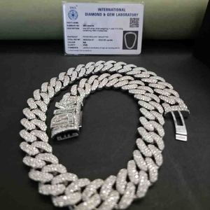 Elegant <b>Iced</b> <b>Out</b> Cuban <b>Chain</b> Hip Hop Jewelry in 925 Sterling Silver Lab grown Diamond 18MM Cuban <b>Chain</b> For Gift - Product Image 6