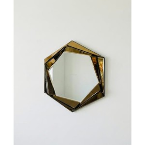 Sheesham Wood Hexagonal Wall <b>Mirror</b> Art Deco Geometric Wholesale India - Product Image 3