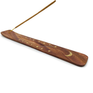 Handmade Wooden <b>Incense</b> <b>Stick</b> <b>Holder</b> Brass Star Moon Inlay Ash Catcher Flat Skateboard <b>Incense</b> Burner Wholesale - Product Image 3