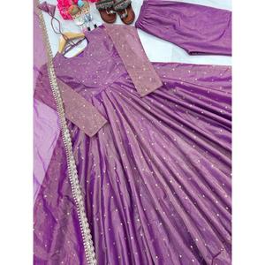 ชุดราตรีผ้าตาข่ายลายทแยงด้านล่างพร้อมลาเวนเดอร์ dupatta มาใหม่ - Product Image 2